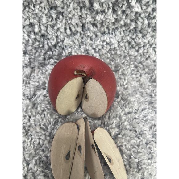 Crafted Wooden Red Apple With Slices Cut Out Fractions Decorative Decor Item - Picture 8 of 12